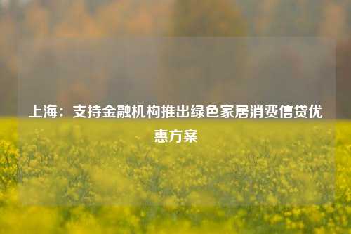 上海：支持金融机构推出绿色家居消费信贷优惠方案