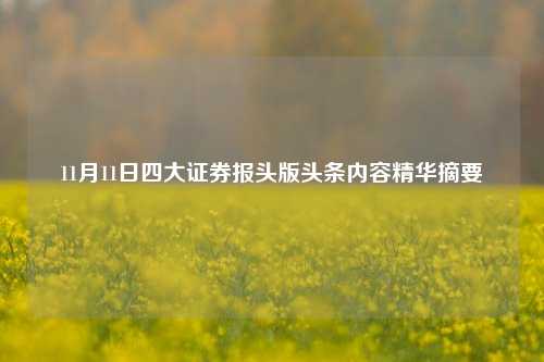 11月11日四大证券报头版头条内容精华摘要