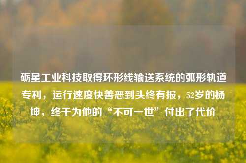 砺星工业科技取得环形线输送系统的弧形轨道专利，运行速度快善恶到头终有报，52岁的杨坤，终于为他的“不可一世”付出了代价