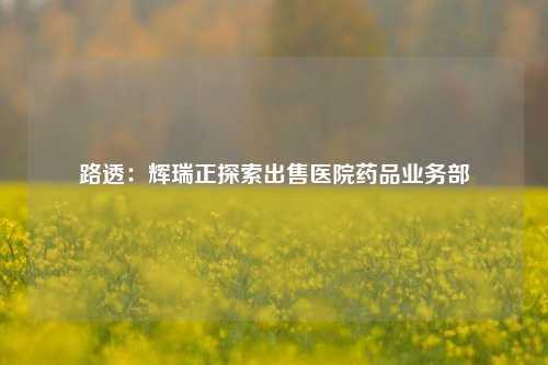 路透：辉瑞正探索出售医院药品业务部