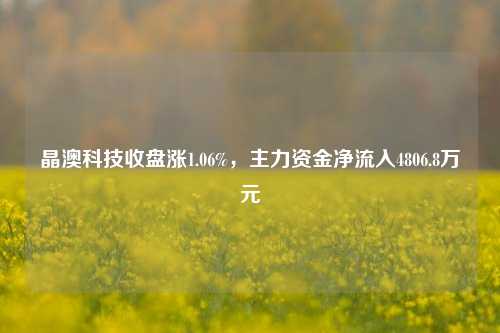 晶澳科技收盘涨1.06%，主力资金净流入4806.8万元