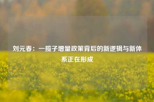 刘元春：一揽子增量政策背后的新逻辑与新体系正在形成