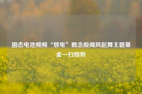 固态电池频频“放电”概念股闻风起舞主题基金一扫颓势